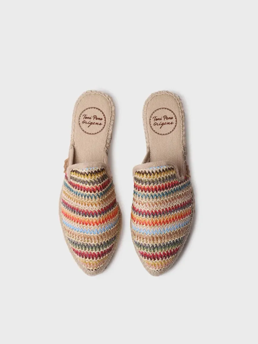 JUNE-MA - Women's espadrille-type slipper in multicoloured raffia