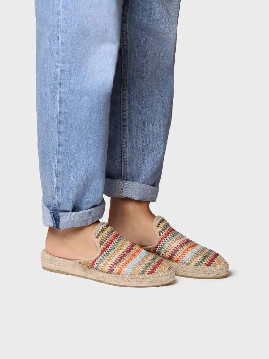 JUNE-MA - Women's espadrille-type slipper in multicoloured raffia