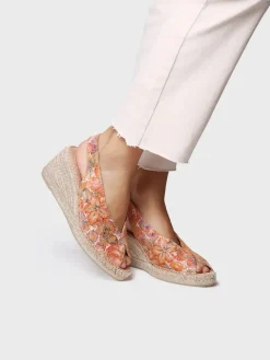 LAILA-LL - Women's multicolour leather peep toe espadrille