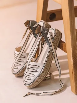 LIONETTE - Flat espadrille for women with straps - LIONETTE