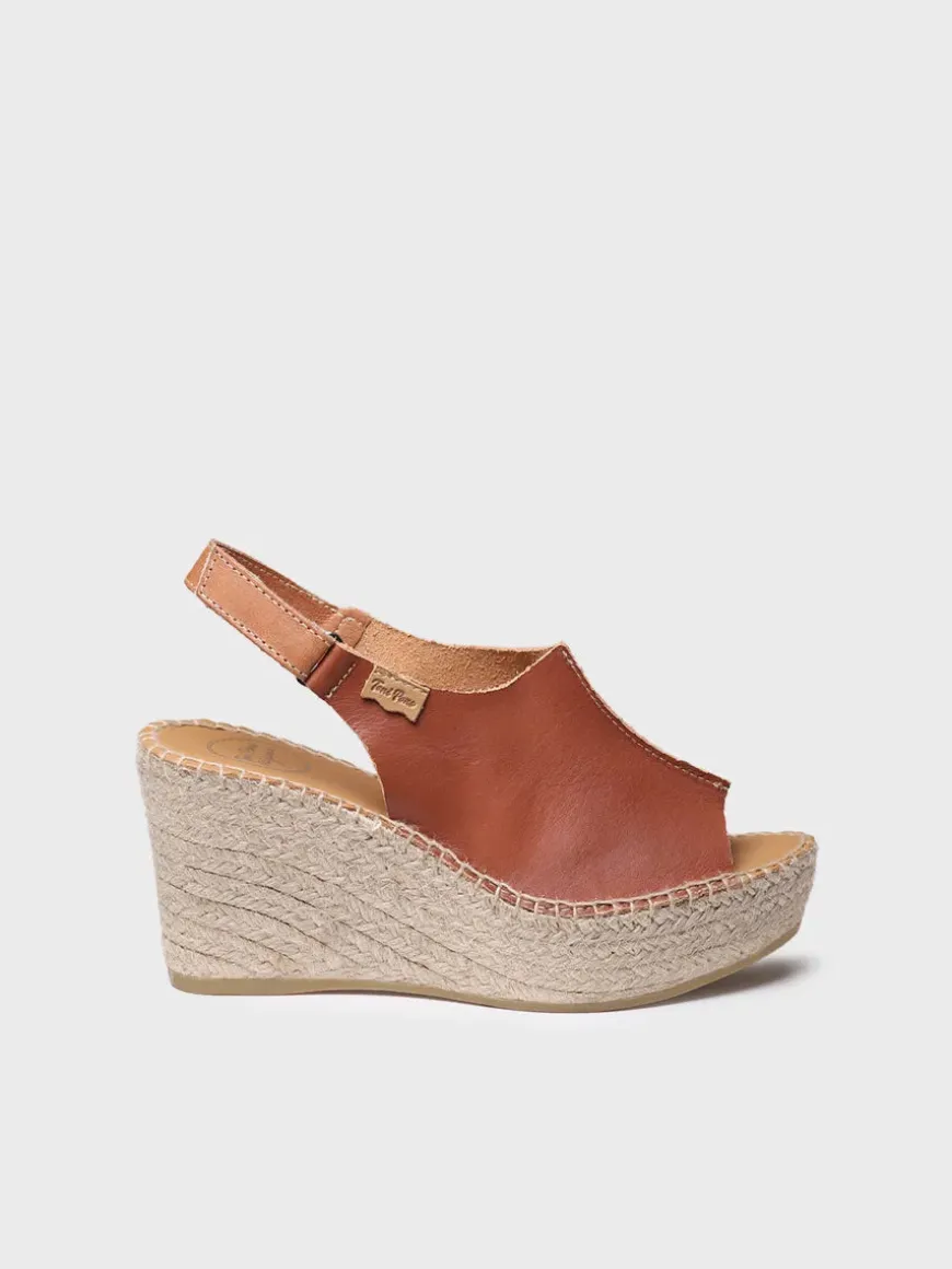 LUGANO-P - Women's leather espadrille with wedge and velcro closure