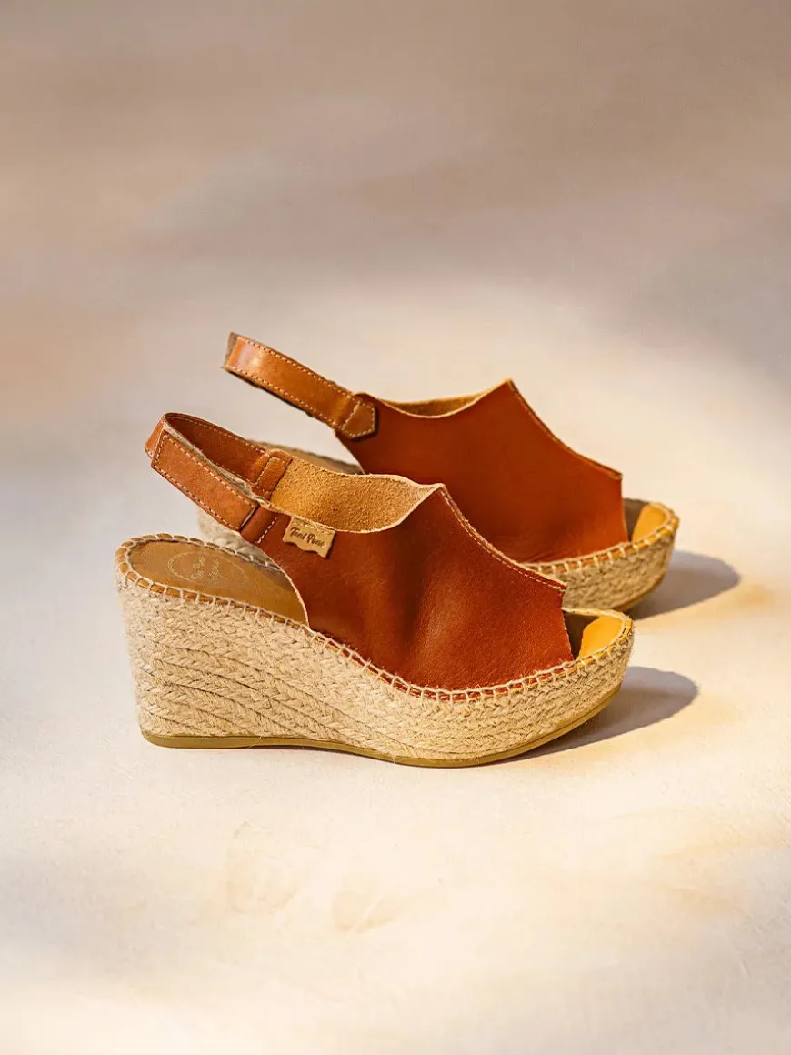 LUGANO-P - Women's leather espadrille with wedge and velcro closure