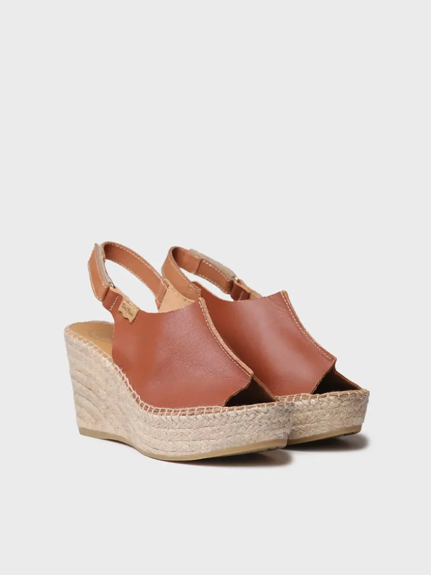 LUGANO-P - Women's leather espadrille with wedge and velcro closure