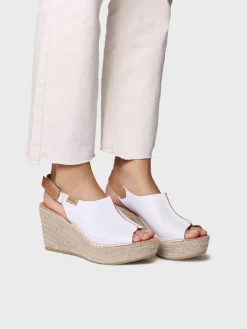 LUGANO-P - Women's leather espadrille with wedge and velcro closure
