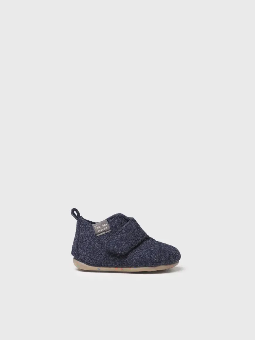 LUMI-FR - Slippers for children and babies in recycled navy blue felt