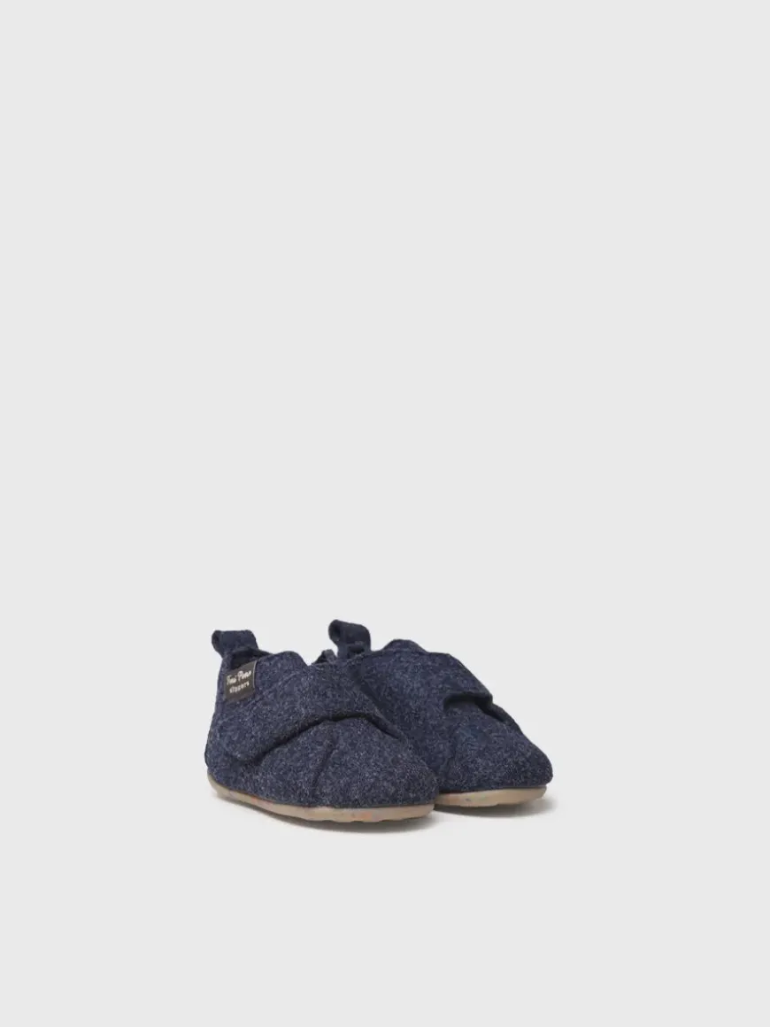 LUMI-FR - Slippers for children and babies in recycled navy blue felt