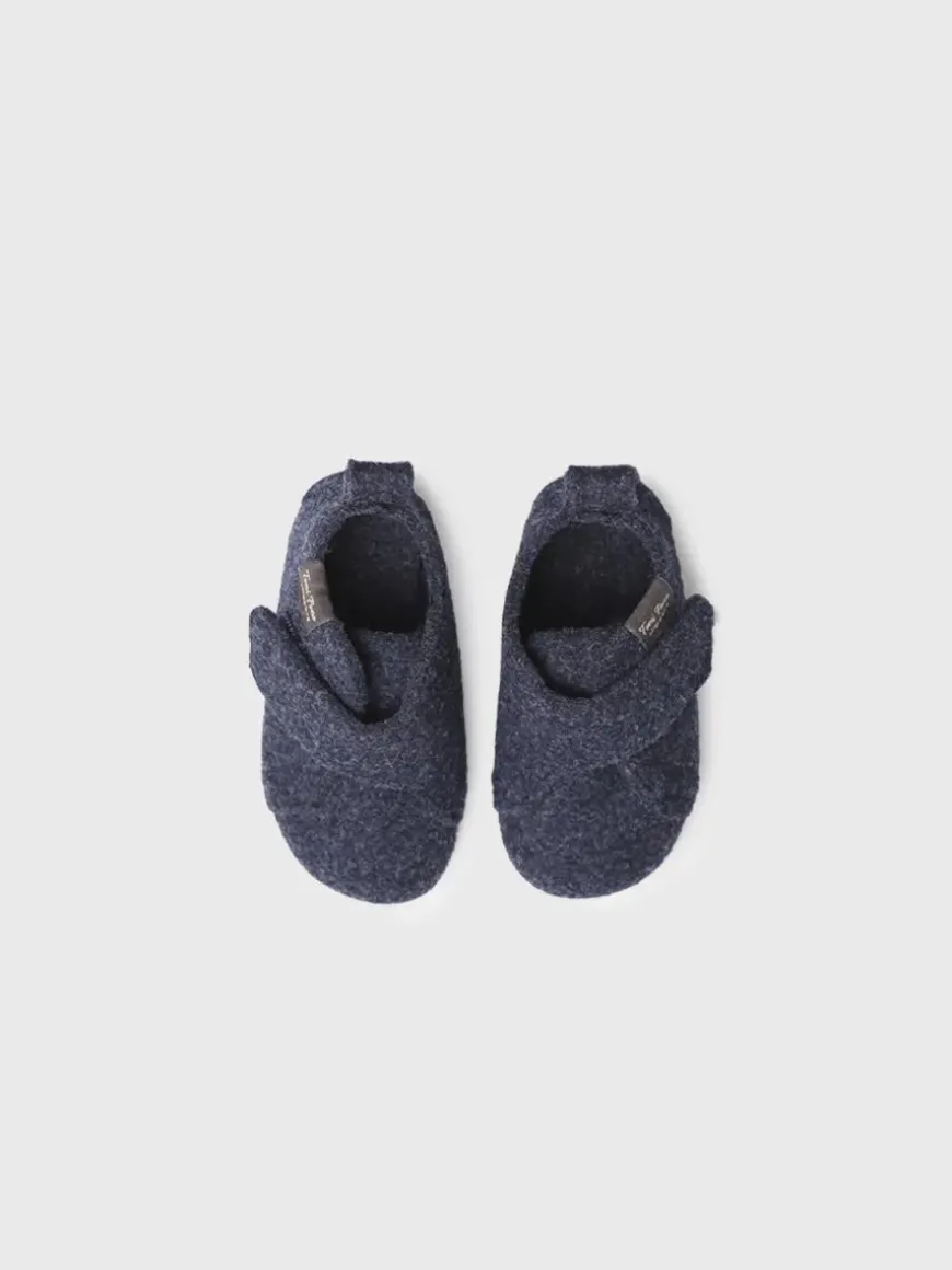LUMI-FR - Slippers for children and babies in recycled navy blue felt