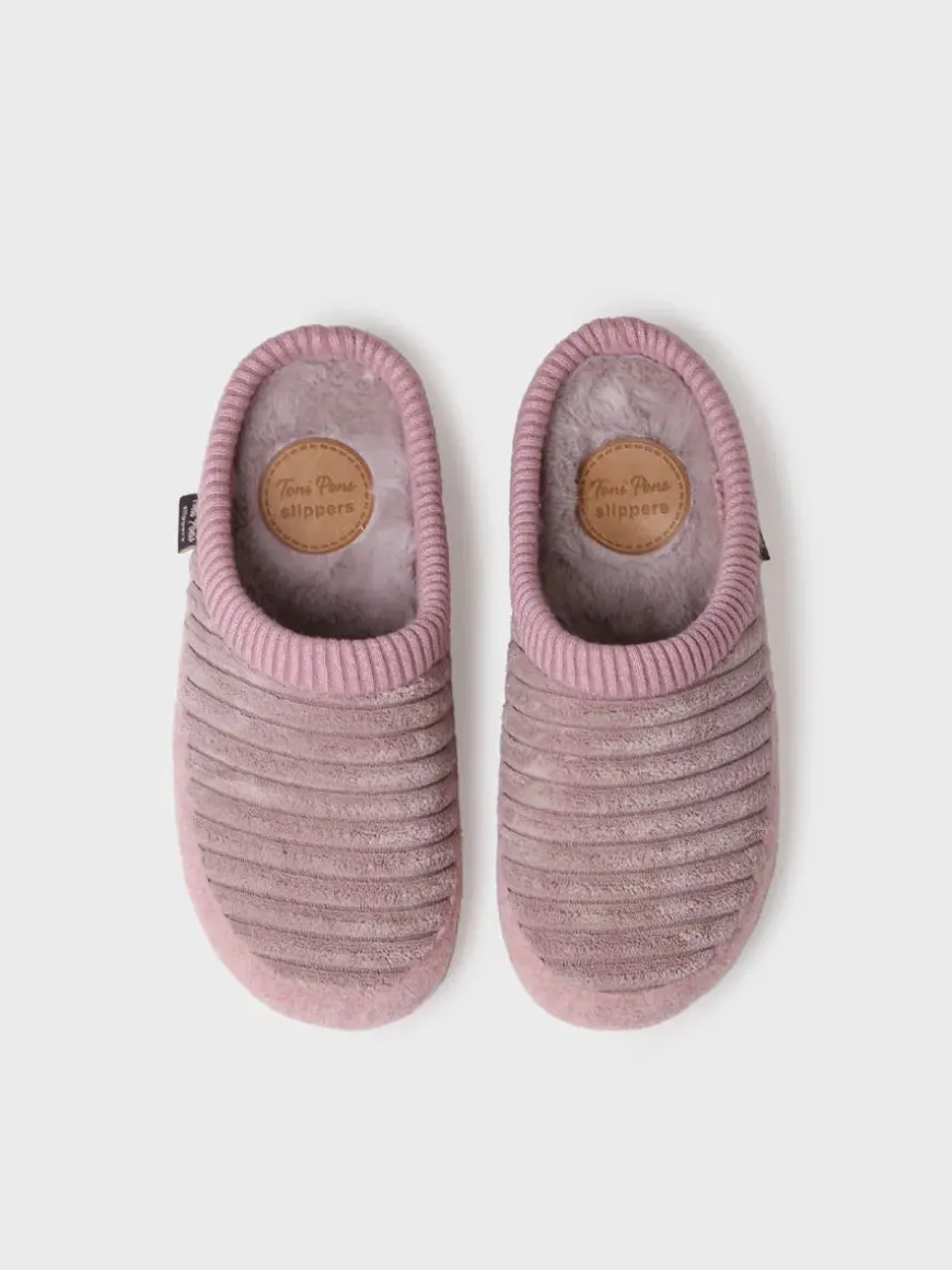 MALU-OD - Women's clog-style slipper in felt and synthetic fur