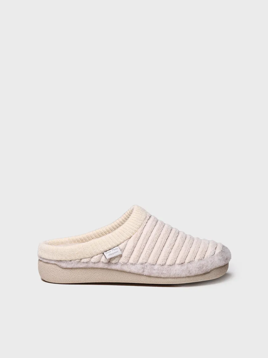 MALU-OD - Women's clog-style slipper in felt and synthetic fur