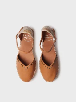 MANILA - Women's leather espadrille with wedge and studs