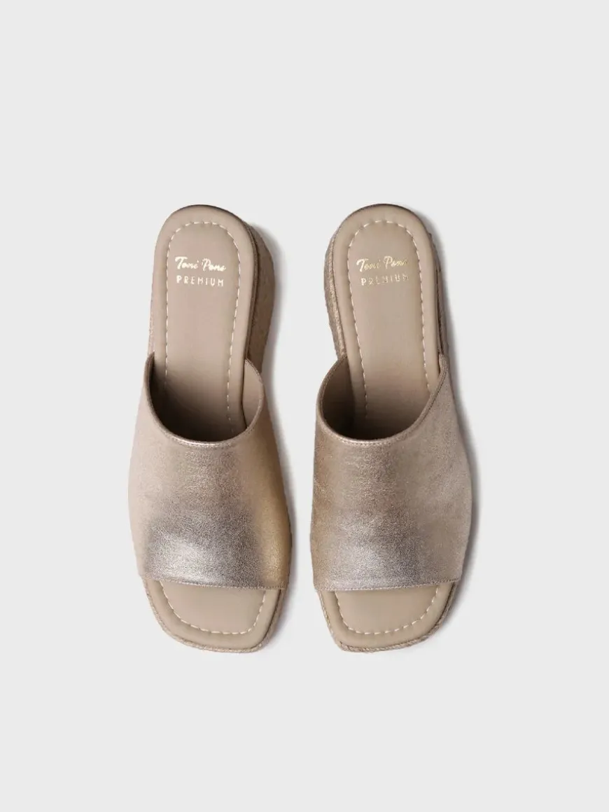 MARLENE - Women's backless espadrille in suede with wedge