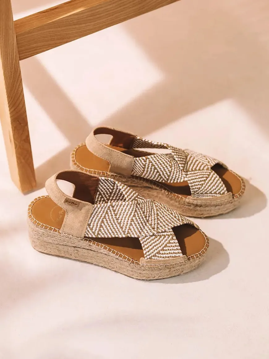 MASAI - Women's espadrille with wedge and multicolour elastic straps