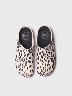 MAUI-NM - felt clog-type slipper for women with polka dots