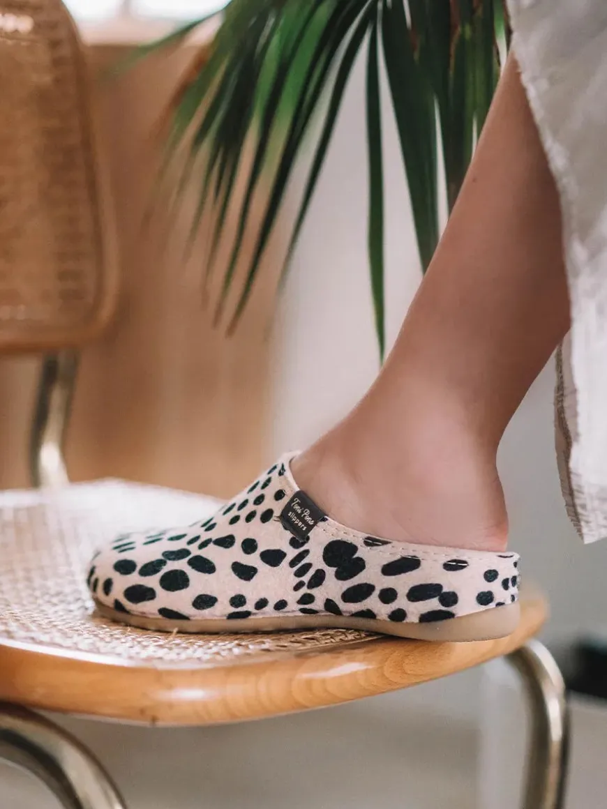 MAUI-NM - felt clog-type slipper for women with polka dots