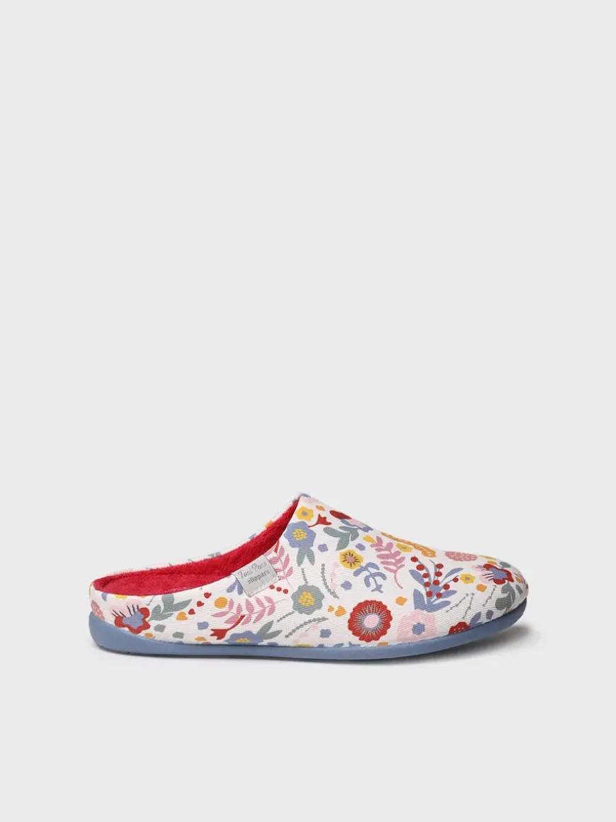 MIMI-TJ - Women's clog-type house slipper in printed cotton