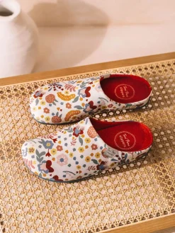 MIMI-TJ - Women's clog-type house slipper in printed cotton