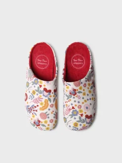 MIMI-TJ - Women's clog-type house slipper in printed cotton