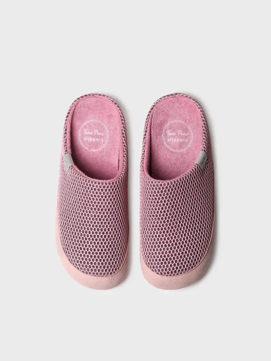 MINA-GC - Women's clog-type house slipper in mesh-like fabric