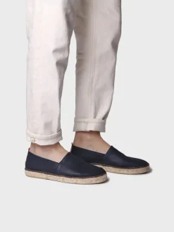 MINO - Closed men's espadrille in leather with jute sole