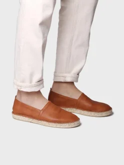 MINO - Closed men's espadrille in leather with jute sole