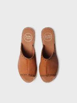 MODENA - Women's backless espadrille in leather with wedge and studs