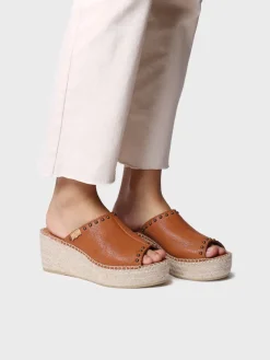 MODENA - Women's backless espadrille in leather with wedge and studs