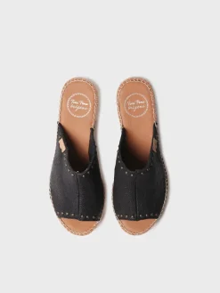 MODENA - Women's backless espadrille in leather with wedge and studs