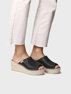 MODENA - Women's backless espadrille in leather with wedge and studs