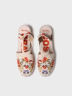 MONTJOI - Women's wedge espadrilles with multicoloured embroidery