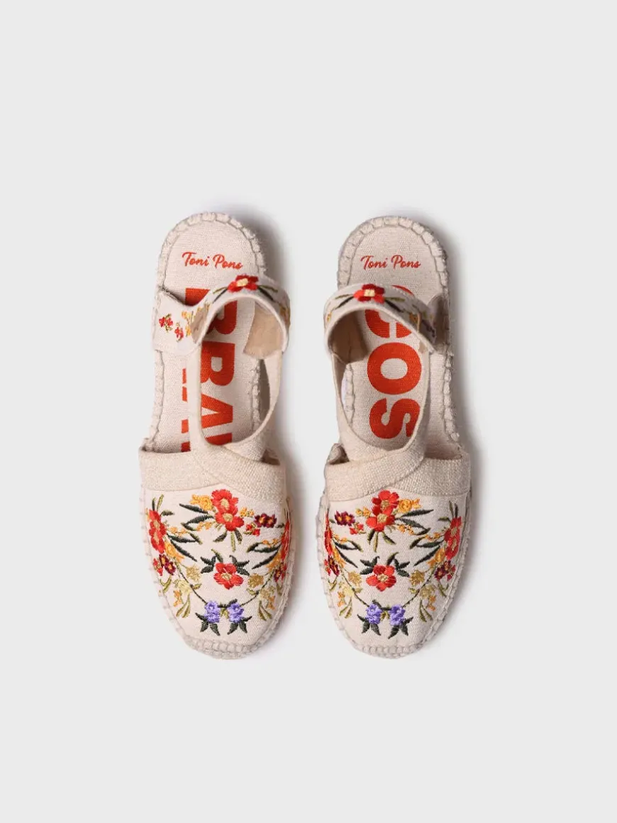MONTJOI - Women's wedge espadrilles with multicoloured embroidery