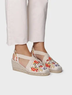 MONTJOI - Women's wedge espadrilles with multicoloured embroidery