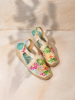 MONTJOI - Women's wedge espadrilles with multicoloured embroidery