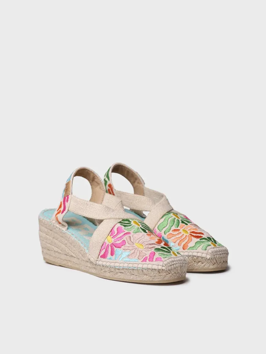MONTJOI - Women's wedge espadrilles with multicoloured embroidery