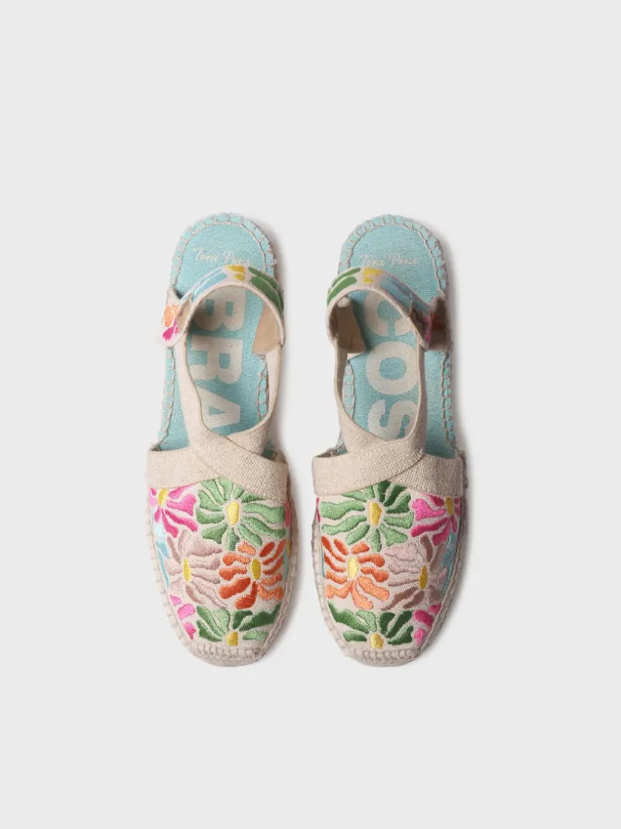 MONTJOI - Women's wedge espadrilles with multicoloured embroidery