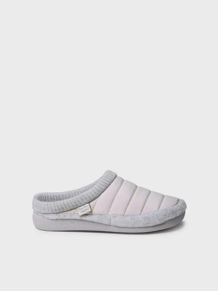 MORA-TK - Women's clog-style slipper in padded fabric and felt