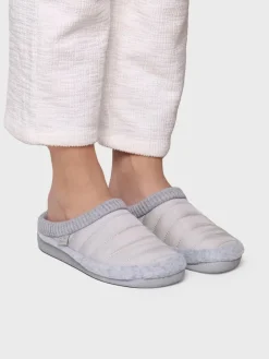 MORA-TK - Women's clog-style slipper in padded fabric and felt