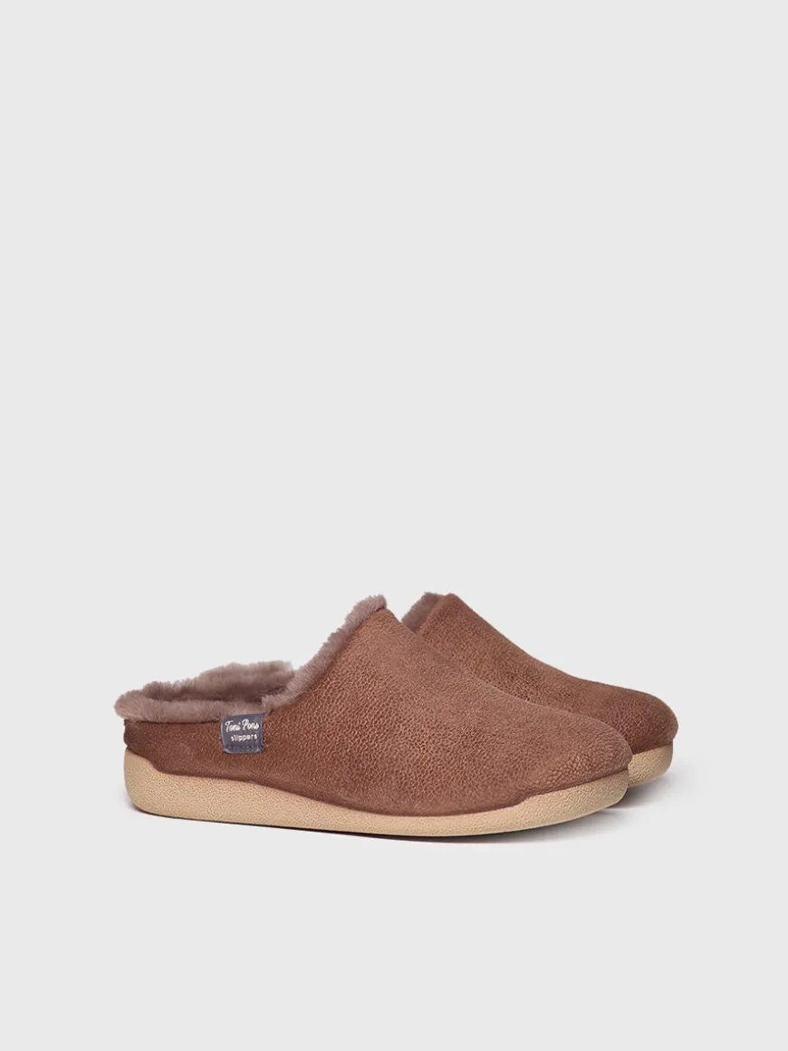 MOSUL-BD - Women's house slipper made of brown fabric
