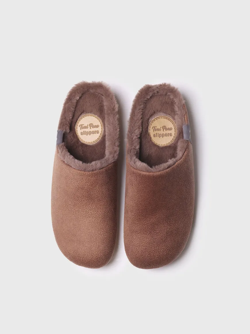 MOSUL-BD - Women's house slipper made of brown fabric