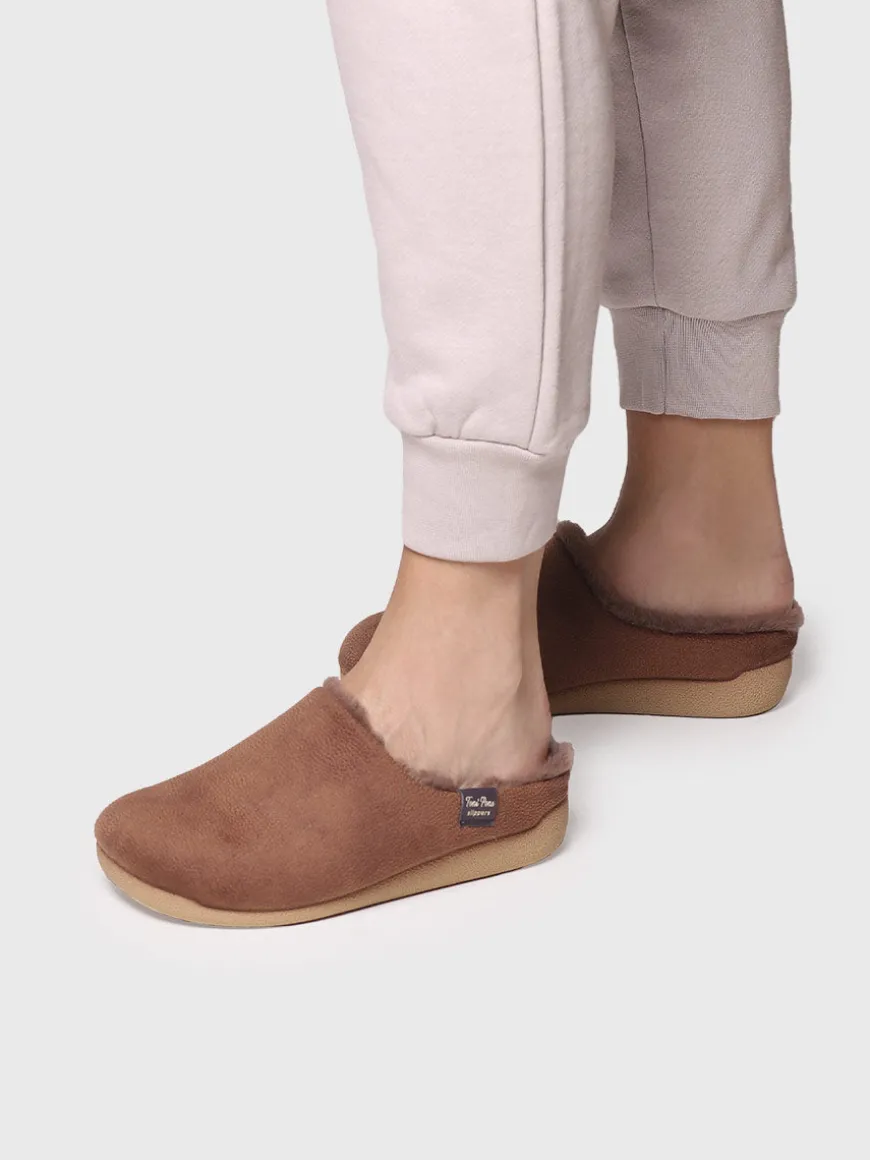MOSUL-BD - Women's house slipper made of brown fabric