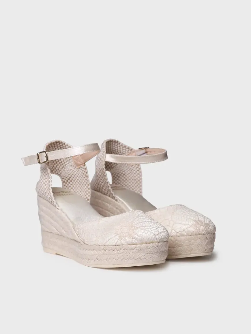 ORQUIDIA - Bridal wedge espadrilles in satin