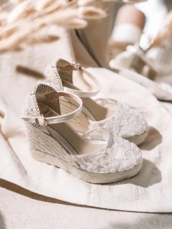 PAOLA - White espadrilles with wedge for bride