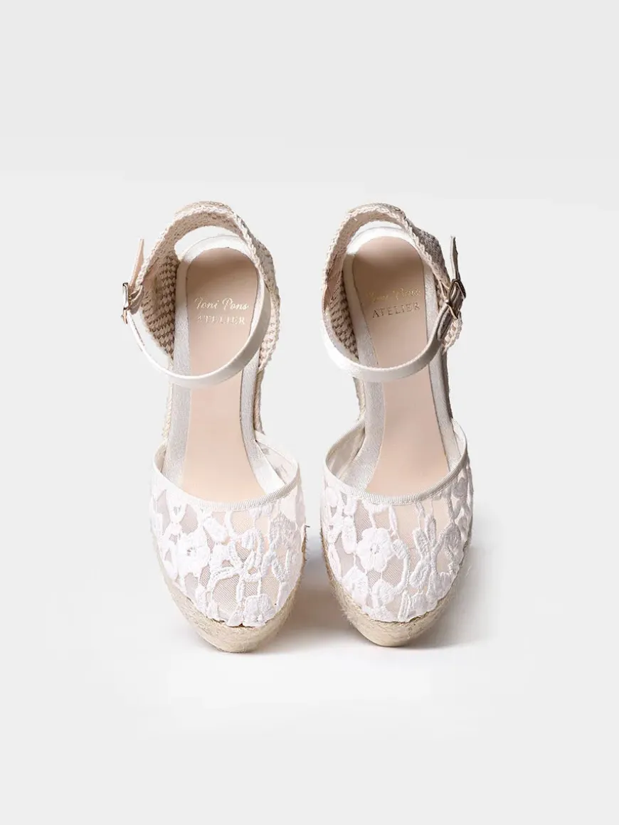 PAOLA - White espadrilles with wedge for bride
