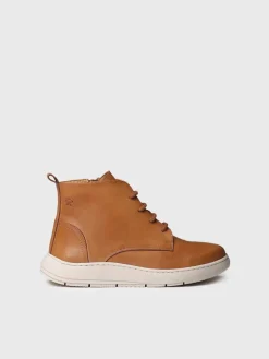 PESCARA - Women's leather boot with laces in leather colour