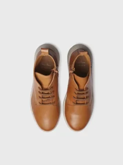 PESCARA - Women's leather boot with laces in leather colour