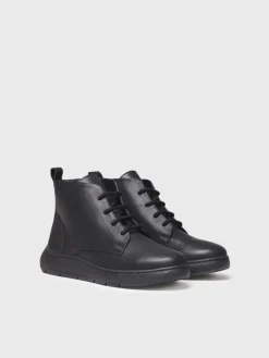 PESCARA - Women's leather boot with laces in leather colour