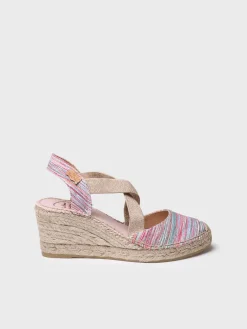 SABA-RG - Women's espadrille with wedge and crossed elastic straps