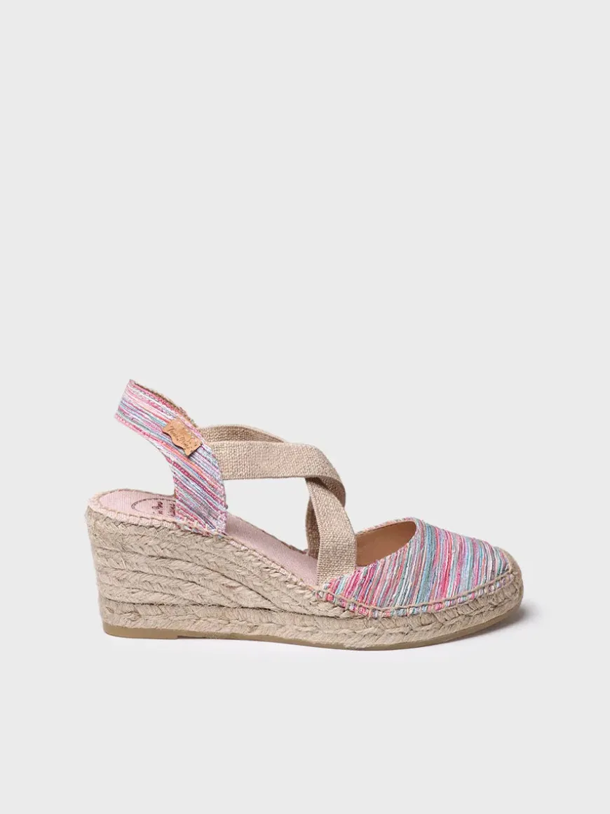 SABA-RG - Women's espadrille with wedge and crossed elastic straps