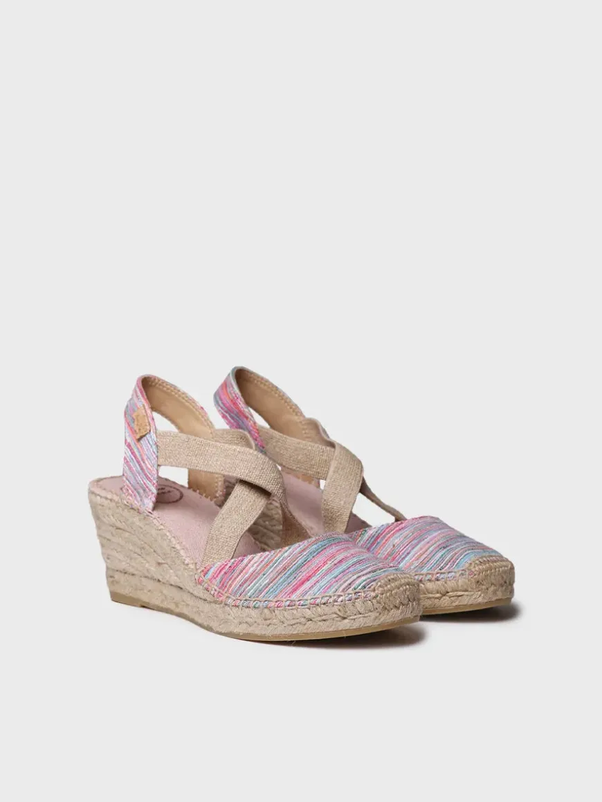 SABA-RG - Women's espadrille with wedge and crossed elastic straps