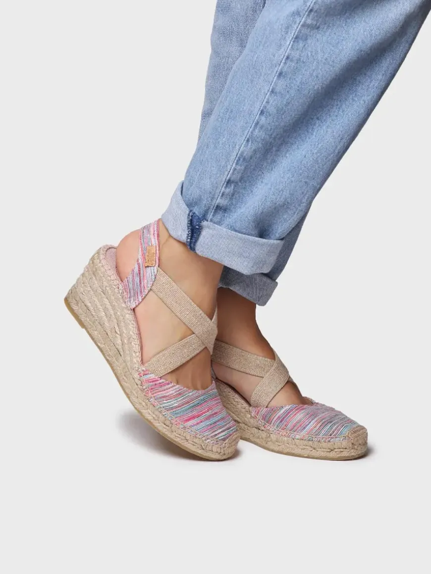 SABA-RG - Women's espadrille with wedge and crossed elastic straps