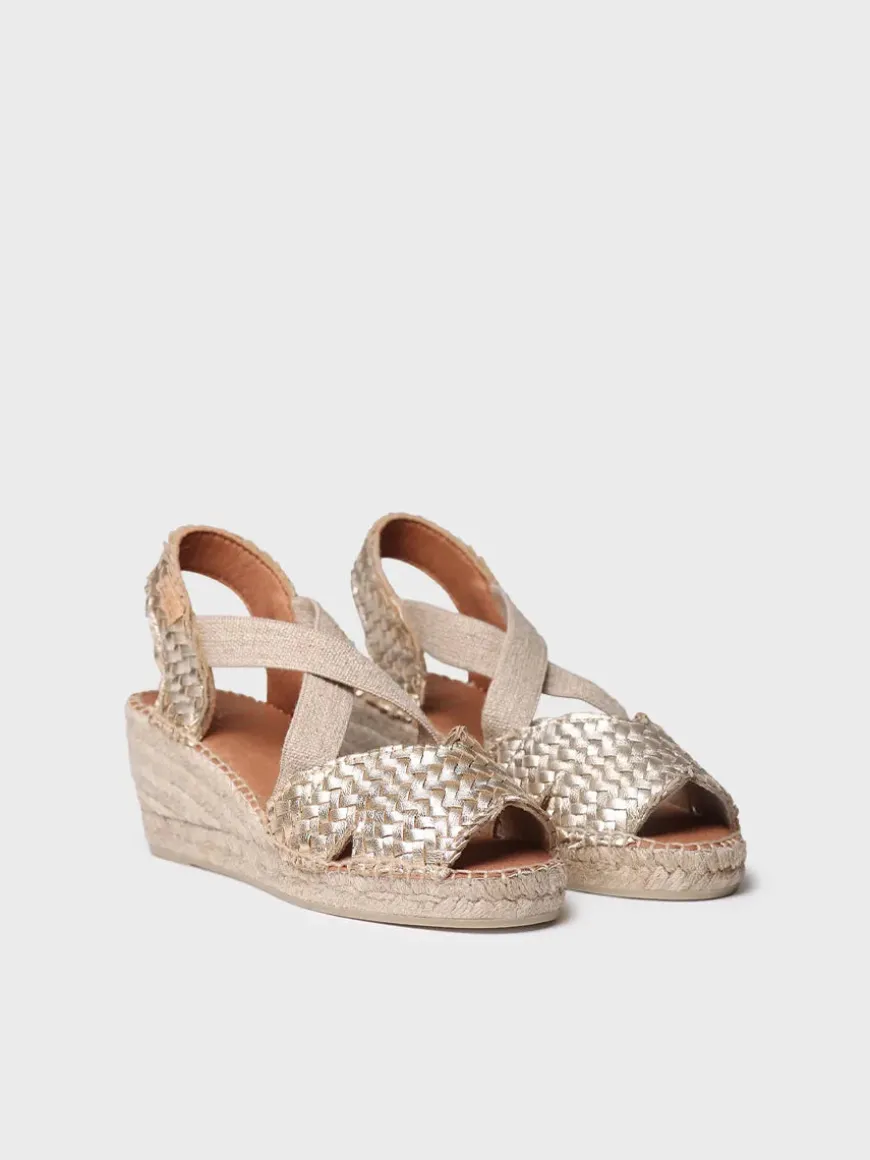 SALINA - Open espadrille for women in braided leather with wedge